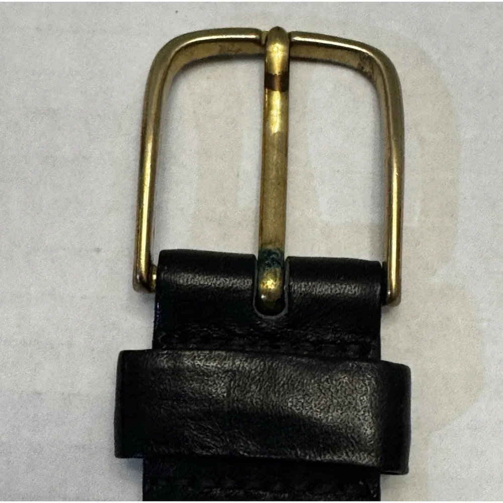 Bullocks Vintage Mens Black Glove‎ Leather Belt Gold Buckle Size 40 Style 7251